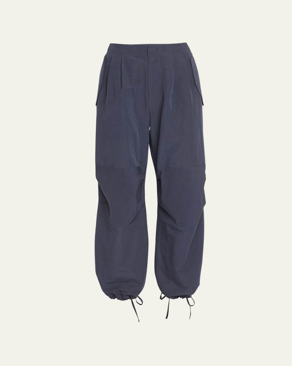 Feodora Pleated-Front Tie-Cuff Pants